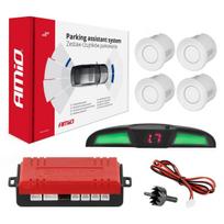 Automobilių ir motociklų prekės, elektronika, navigacija, CB radijas // Parkavimo jutiklių sistemos | Centrinio užrakto sistema | Automobilių signalizacijos // Zestaw czujników parkowania cofania led cob 4 sensory białe amio-02283