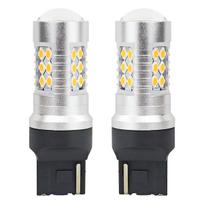 Automobilių lemputės, Motociklų ir traktorių technikos šviestuvai // Automobilio LED lemputės ir rinkiniai // Żarówki led canbus 3030 24smd t20 wy21w pomarańczowa amber 12v 24v amio-02393
