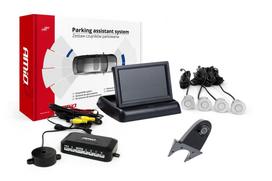 Automobilių ir motociklų prekės, elektronika, navigacija, CB radijas // Parkavimo jutiklių sistemos | Centrinio užrakto sistema | Automobilių signalizacijos // Zestaw czujników parkowania tft02 4,3" z kamerą hd-502-ir 4 sensory srebrne