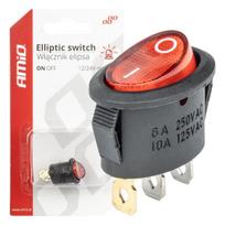 Elektros prekės // Jungikliai elektronikai // Włącznik przełącznik czerwonym owalny 12v 230v podświetlany bu01 amio-03612