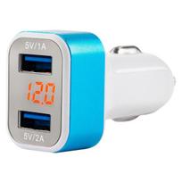 Mobilieji telefonai ir priedai // USB automobilių įkrovikliai // Ładowarka samochodowa 2x usb + woltomierz test-04 amio-01028