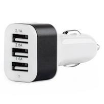 Mobilieji telefonai ir priedai // USB automobilių įkrovikliai // Ładowarka samochodowa 3x usb biała pch-03 amio-01027