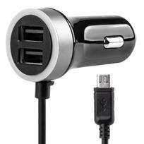 Mobilieji telefonai ir priedai // USB automobilių įkrovikliai // Ładowarka samochodowa pch pro-01 microusb + 2x usb 2.4a 12v 24v amio-02056