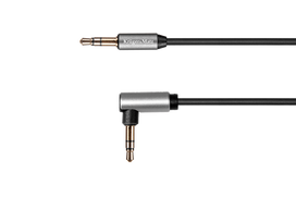 TV, SAT, HDMI, DVI kabeliai ir priedai // HDMI, DVI, AUDIO jungiamieji laidai ir priedai // Kabel jack 3.5 kątowy - jack 3.5 prosty sprężynka Kruger&Matz Basic