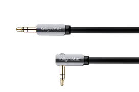 TV, SAT, HDMI, DVI kabeliai ir priedai // HDMI, DVI, AUDIO jungiamieji laidai ir priedai // Kabel wtyk kątowy - wtyk prosty  jack 3.5  stereo 1.0m Kruger&Matz