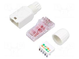 Connector: RJ45 | plastic | RJ45 plug | grey | plastic | Colour: grey