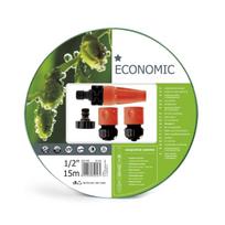 Laistymo įranga // Paviršinio laistymo įranga :: Žarnų jungtys, purkštuvai // Zestaw ogrodowy 15m 1/2" z końcówkami Cellfast Economic