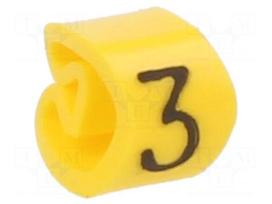 Marker: cable | Marking: 3 | 2.5÷5mm | PVC | yellow | leaded | PA-1 | L: 3mm