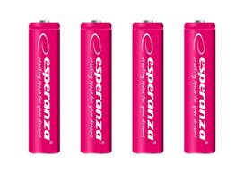 Akumuliatoriai ir baterijos // AA, AAA ir kitų dydžių baterijos, įkrovikliai – galima užsakyti // EZA102R Esperanza akumulatorki ni-mh aaa 1000mah 4szt. czerwone