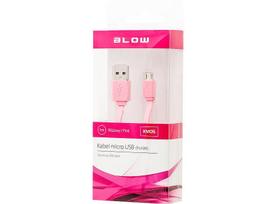 Planšetdatori ir planšetinių kompiuterių priedai // USB Kabeliai // 66-065# Przyłącze usb a - micro b 1,0m różowy flat blister