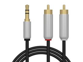 TV, SAT, HDMI, DVI kabeliai ir priedai // HDMI, DVI, AUDIO jungiamieji laidai ir priedai // 91-290# Przyłącze wtyk 3,5st-2xrca 1,5m metal