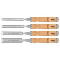 Gręžtuvai, suktuvai, perforatoriai // Priedai malūnėliams, gręžtuvams ir suktuvams // Dłuta 6, 12, 18, 24 mm, zestaw 4 szt., uchwyt drewniany