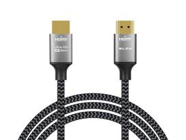 TV, SAT, HDMI, DVI kabeliai ir priedai // HDMI, DVI, AUDIO jungiamieji laidai ir priedai // 92-682# Przyłącze hdmi-hdmi 8k silver 2m plecionka