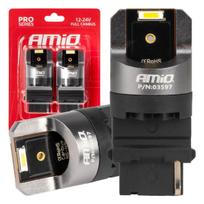 Automobilių lemputės, Motociklų ir traktorių technikos šviestuvai // Automobilių lemputės, Motociklų ir traktorių technikos šviestuvai // Żarówki led full canbus pro series p27w t25 2x1860smd białe 12v 24v amio-03597