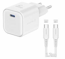Swissten Travel Charger GaN USB-C 35W PD + Data Cable USB-C - USB-C 1.2m