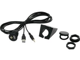 Automobilių ir motociklų prekės, elektronika, navigacija, CB radijas // ISO jungtys ir kabeliai automobilio radijui // 0301#                Samochodowe złacze montażwe usb+ aux -gniazdo z podstawką 2m