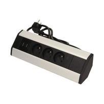 Įrankiai ir matavimo prietaisai // Įrankių, priedų naujienos // Gniazdo meblowe z ładowarką USB i przewodem 1,8m, 3x2P+Z, 2xUSB