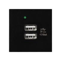 Įrankiai ir matavimo prietaisai // Įrankių, priedų naujienos // NOEN USB x 2, podwójny port modułowy 45x45mm z ładowarką USB, 2,1A 5V DC, czarny