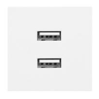 Įrankiai ir matavimo prietaisai // Įrankių, priedų naujienos // NOEN USB x 2, podwójny port modułowy 45x45mm z ładowarką USB, 2,1A 5V DC, biały