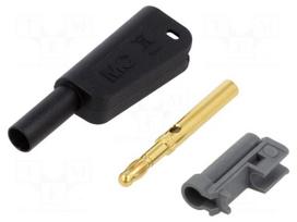 Laboratory connector: 4mm banana | plug | 19A | 1kV | black | 1mm2