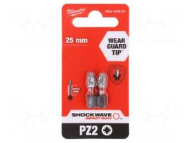 Screwdriver bit | Pozidriv® | PZ2 | Kind: impact | Overall len: 25mm