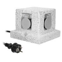 Elektros prekės // Maitinimo prailgintuvų, skirstytuvų ir UK bei USA adapterių rinkinys // Gniazdo ogrodowe SŁUPEK, 4x2P+Z (schuko), kabel gumowy H07RN-F 3x1,5mm?, 3m