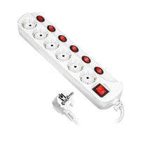 Elektros prekės // Maitinimo prailgintuvų, skirstytuvų ir UK bei USA adapterių rinkinys // Listwa zasilająca "Multiswitch", 6 gniazd 2P+Z (schuko), kabel 3x1,5mm?, długość 1,5m, z wyłącznikami podświetlanymi: głównym dwutorowym i osobnymi wyłącznikami każ