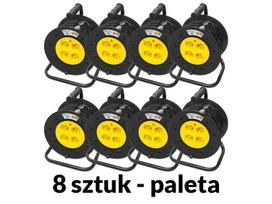 Elektros prekės // Maitinimo prailgintuvų, skirstytuvų ir UK bei USA adapterių rinkinys // 98-098# Przedłużacz sieciowy pr-61 4-gniazda z uziemieniem 50m bęben pcv 3x2,5mm 8-pak