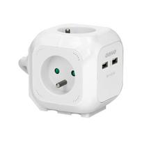 Elektros prekės // Maitinimo prailgintuvų, skirstytuvų ir UK bei USA adapterių rinkinys // Przedłużacz 4 krotny 2P+Z, ładowarka 2xUSB, 1,4m H05VV-F 3x1mm2, biały