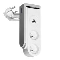 Elektros prekės // Maitinimo prailgintuvų, skirstytuvų ir UK bei USA adapterių rinkinys // Listwa zasilająca biurkowa z ładowarką USB i sprężynowym zaciskiem mocującym