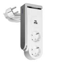Elektros prekės // Maitinimo prailgintuvų, skirstytuvų ir UK bei USA adapterių rinkinys // Listwa zasilająca biurkowa typu Schuko z ładowarką USB i sprężynowym zaciskiem mocującym