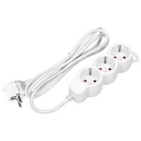 Elektros prekės // Maitinimo prailgintuvų, skirstytuvų ir UK bei USA adapterių rinkinys // Przedłużacz 3-krotny 2P+Z (Schuko), 5m H05VV-F 3x1,5mm2, Imax=16A, płaska wtyczka, biały