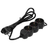 Elektros prekės // Maitinimo prailgintuvų, skirstytuvų ir UK bei USA adapterių rinkinys // Przedłużacz 3-krotny 2P+Z (Schuko), 1,5m H05VV-F 3x1,5mm2 , Imax=16A, płaska wtyczka, czarny