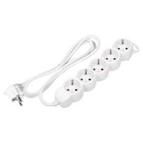 Elektros prekės // Maitinimo prailgintuvų, skirstytuvų ir UK bei USA adapterių rinkinys // Przedłużacz 5-krotny 2P+Z (Schuko), 3m H05VV-F 3x1,5mm2, Imax=16A, płaska wtyczka, biały
