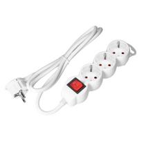 Elektros prekės // Maitinimo prailgintuvų, skirstytuvų ir UK bei USA adapterių rinkinys // Przedłużacz 3-krotny 2P+Z (Schuko), z wyłącznikiem, 5m H05VV-F 3x1,5mm2, Imax=16A, płaska wtyczka, biały