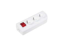 Elektros prekės // Elektromedžiagų išpardavimas | Žemų kainų akcijos // Gniazdo przedłużacza x 3 z uziemieniem i wyłącznikiem białe GN-30W