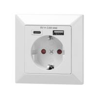 Įrankiai ir matavimo prietaisai // Įrankių, priedų naujienos // Gniazdo pojedyncze 2P+Z (Schuko), USB-A + USB-C, Wyjście 5VDC Max 2,8A