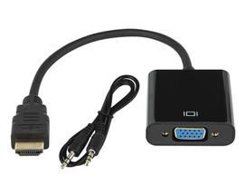 Jungtys // Different Audio, Video, Data connection plug and sockets // 92-129# Przejście hdmi wtyk-vga gniazdo+gniazdo 3,5+kabel