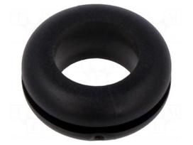 Grommet | Ømount.hole: 12.5mm | Øhole: 9.5mm | black | 0÷80°C | PVC