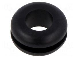 Grommet | Ømount.hole: 8mm | Øhole: 5.5mm | black | 0÷80°C | PVC