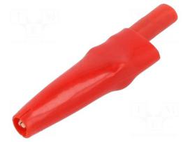 Crocodile clip | 10A | red | Grip capac: max.7.9mm | Socket size: 4mm