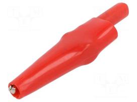 Crocodile clip | 10A | red | Grip capac: max.7.9mm | Socket size: 4mm