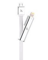 Kabelis Hoco  UPL14 Lipstick series charging cable to in one (apple with micro usb) sudrabs