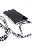 Nugarėlės dėklai Evelatus Samsung A50s with rope Black Stripes Transparent