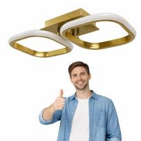 LED pakabinamas lubinis šviestuvas auksinis 35cm 32W neutrali šviesa, modernus dizainas svetainei miegamajam