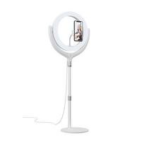 Žiedinis laikiklis Devia  Phone stand holder with LED lamp 40cm White