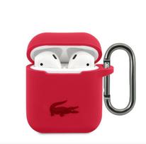 Dėklai ausinėms Lacoste Apple Airpods 1/2 Liquid Silicone Glossy Printing Logo Case Red