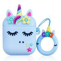 Dėklai ausinėms iLike - Cute Unicorn Airpods Case 1&2 Blue