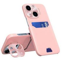 Nugarėlės dėklai iLike Apple iPhone 14 Leather Stand Case cover card wallet with stand Pink