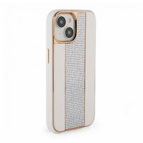 Nugarėlės dėklai iLike Apple iPhone 15 Diamonds and Leather Case White